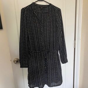 Dalia Black and White Drawstring Waist Dress